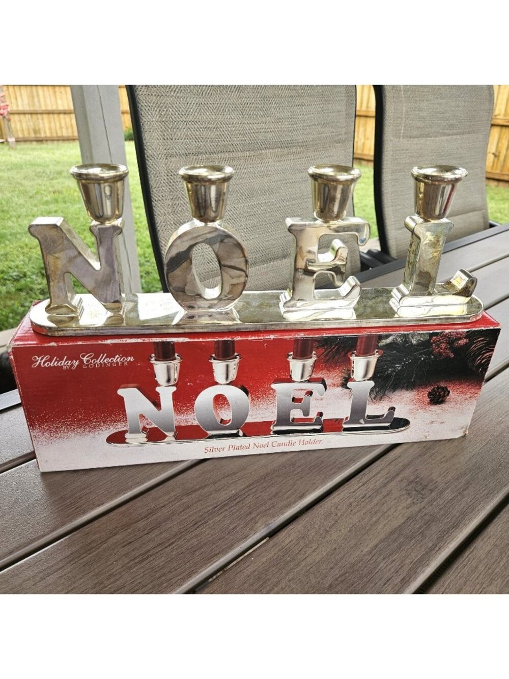Vintage Godinger Silver Plated Candelabra Candle Holder NOEL Holiday Christmas